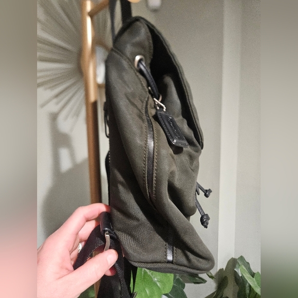 Vintage Coach Mercer Twill Nylon Mini Backpack | 2002 | Olive Green Leather Trim Vintage Coach Mercer Twill Nylon Mini Backpack | 2002  main image 2